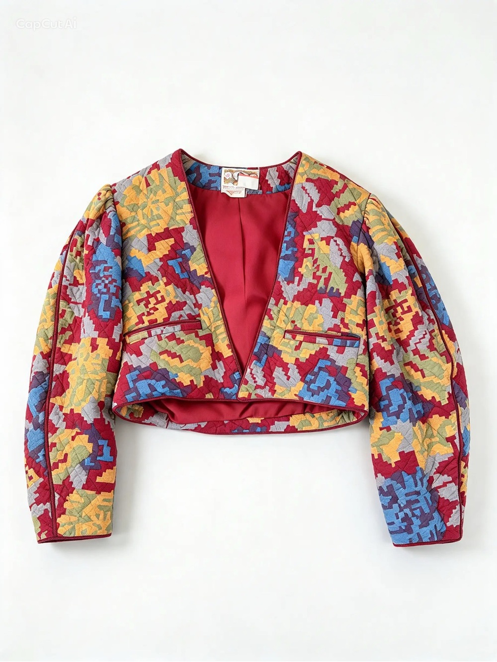 Vintage 80s BIS Gene Ewing Paris Beverly Hills Quilted Cropped Jacket